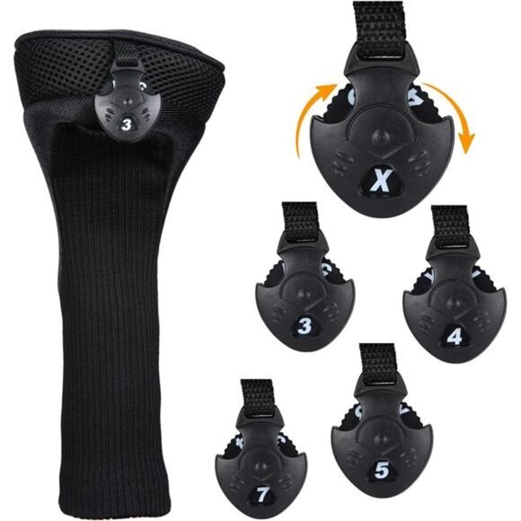 Black Golf Club Head Cover for Driver  3 Pcs Woods Headcovers, Golf Accessories - Picture 3 of 8